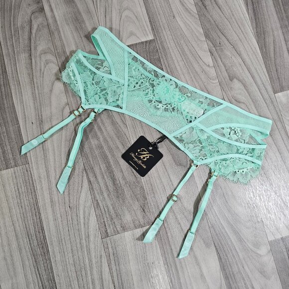 NWT Honey Birdette Vanessa Mint Garter Belt Suspender Size XL